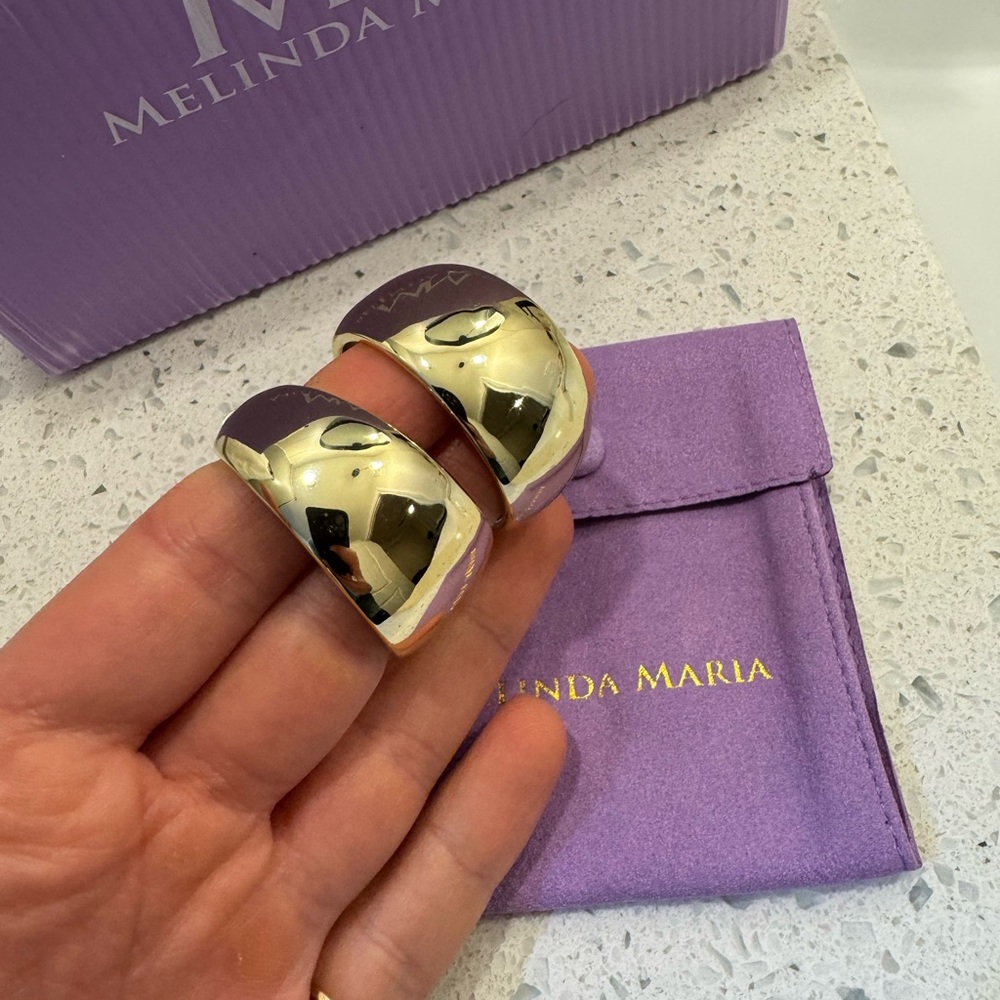 Melinda Maria Shiny Gold Dome Clip Hoop Earrings